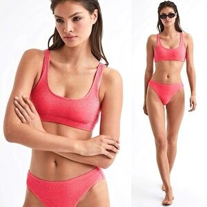 Good American Sparkle Scoop Bikini Top